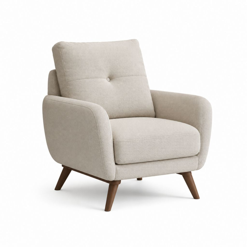 Poltrona da soggiorno beige in poliestere sagoma arrotondata 78 x 86 x 82 cm