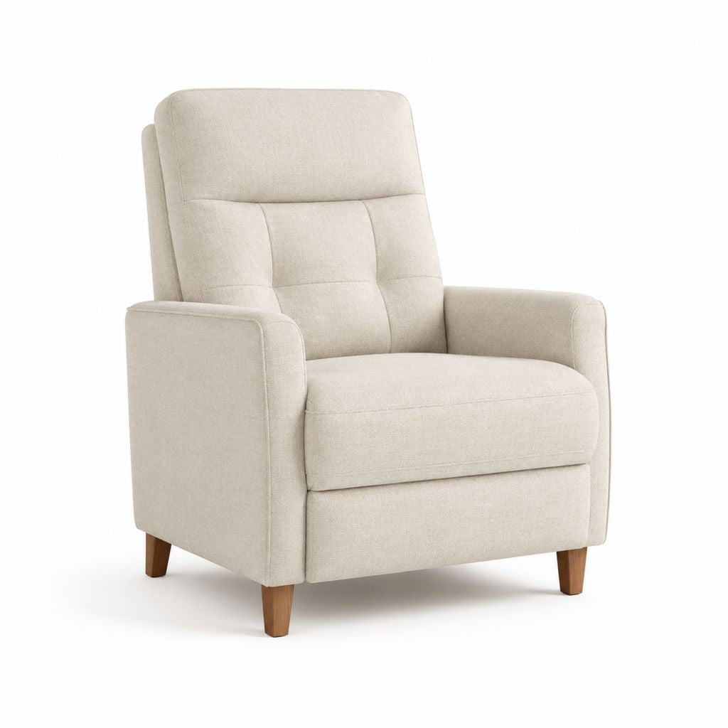Poltrona da soggiorno beige in poliestere con schienale alto 83 x 90 x 105 cm