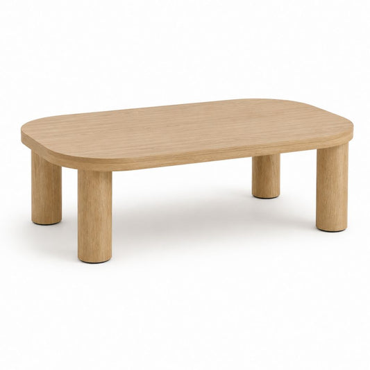 Tavolino da caffè ovale rovere chiaro in MDF impiallacciato 100 x 60 x 40 cm