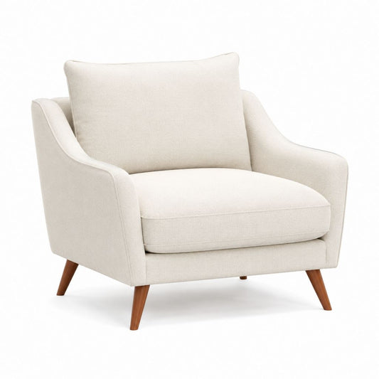 Poltrona da soggiorno beige in poliestere con gambe in legno massello 82 x 78 x 88 cm