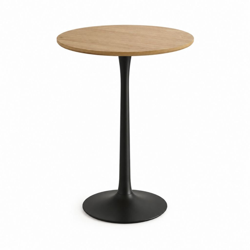 Tavolo da bar rotondo rovere e acciaio nero Ø80 x 105 cm