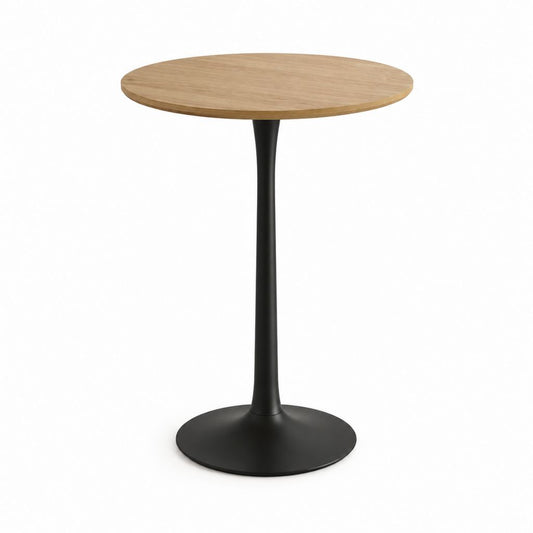 Tavolo da bar rotondo rovere e acciaio nero Ø80 x 105 cm