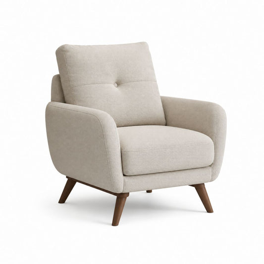 Poltrona da soggiorno beige in poliestere sagoma arrotondata 78 x 86 x 82 cm