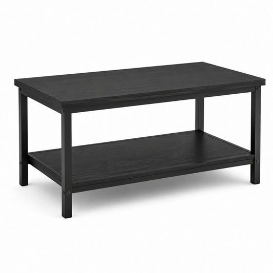 Tavolino da caffè rettangolare nero in MDF e acciaio 100 x 55 x 45 cm